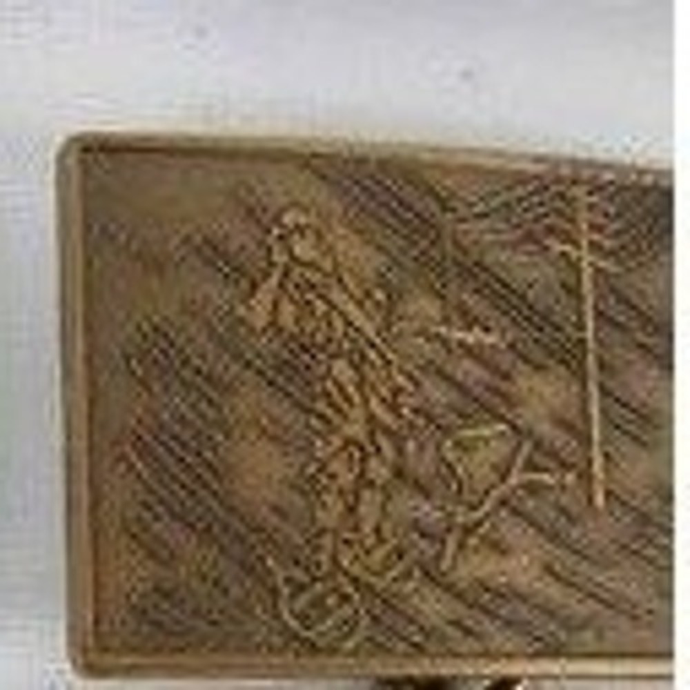 Vintage Solid Brass‎ Lineman Utility Pole Worker Belt Buckle Gold Tone Rectangle